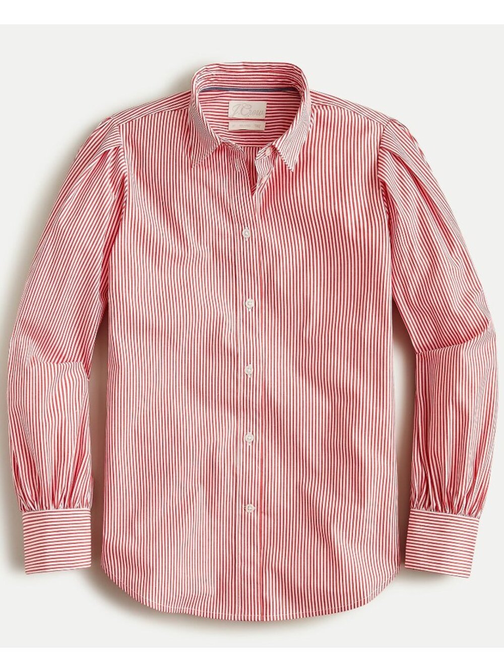New J.Crew Cotton Striped Puff Sleeve Shirt Red White 14